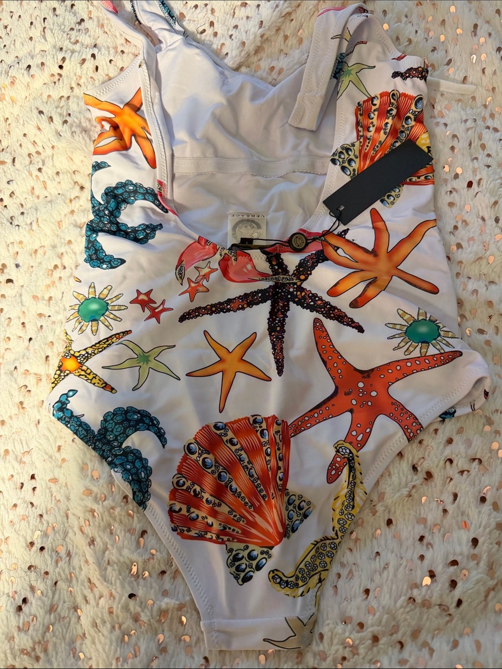 Versace White Multicolor Seashell & Starfish One-Piece - Picture 5 of 9